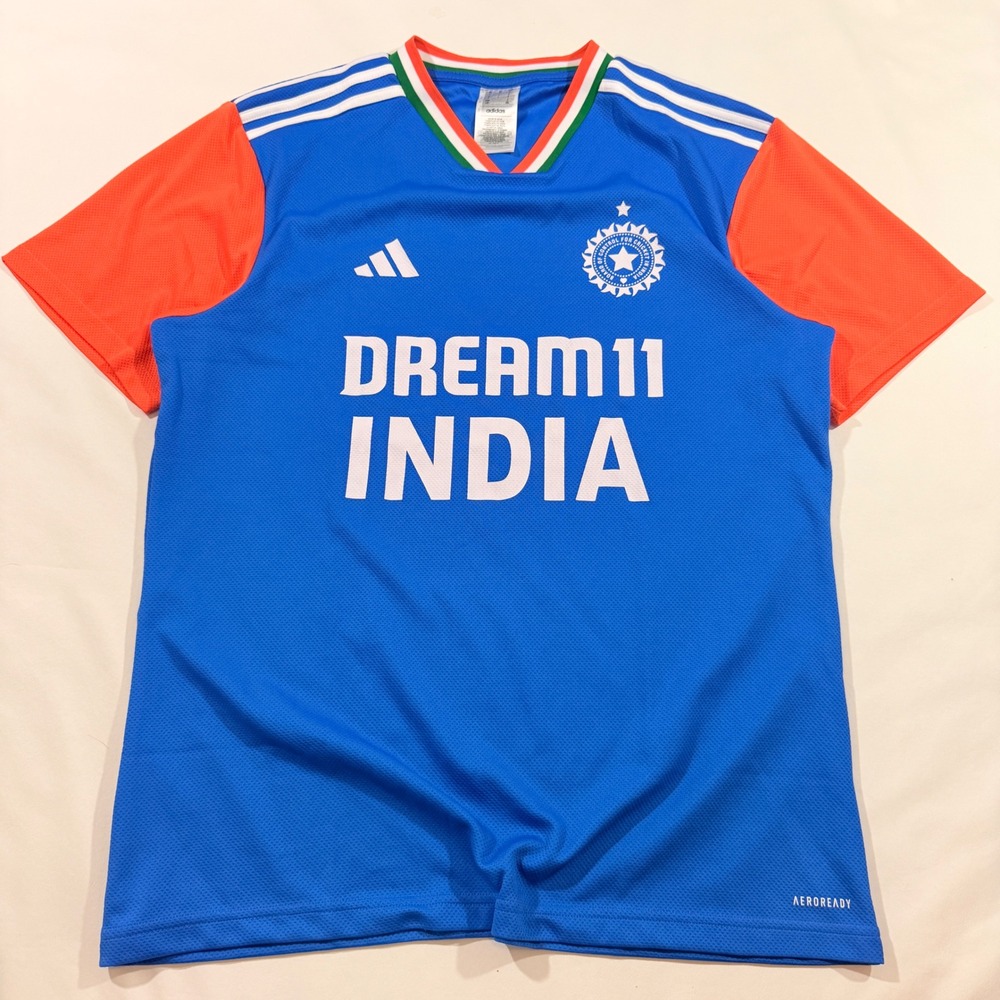 Adidas Cricket Jersey Men Large Blue India Dream11 Aeroready JN3145